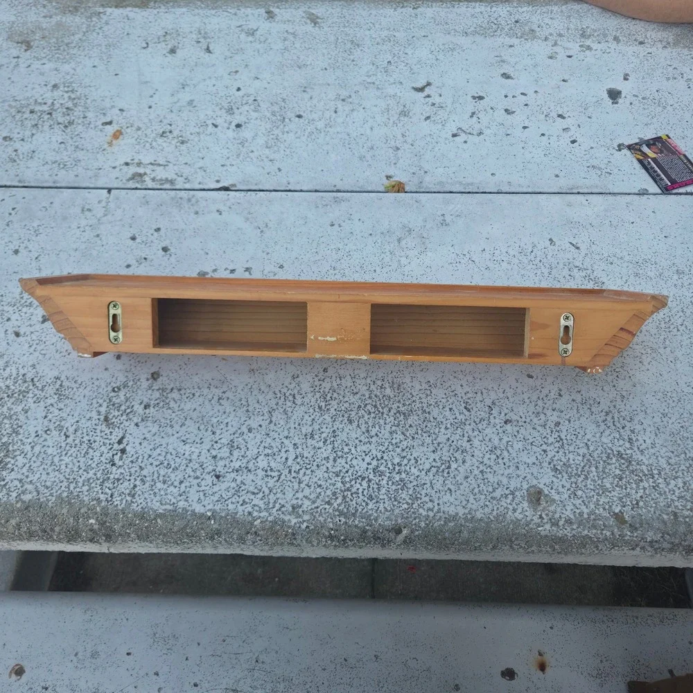 Vintage Solid Wood Crown Molding Floating Wall Shelf Honey Oak 24 Inch Ledge
